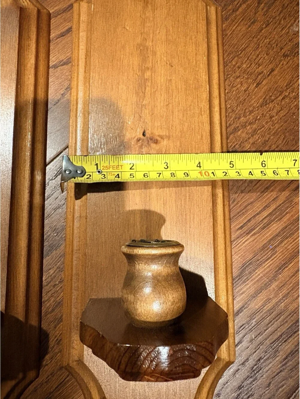 Pair of Vintage Mid Century Wood Wall Sconce Candle Holders